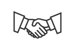 Black outline icon of handshake